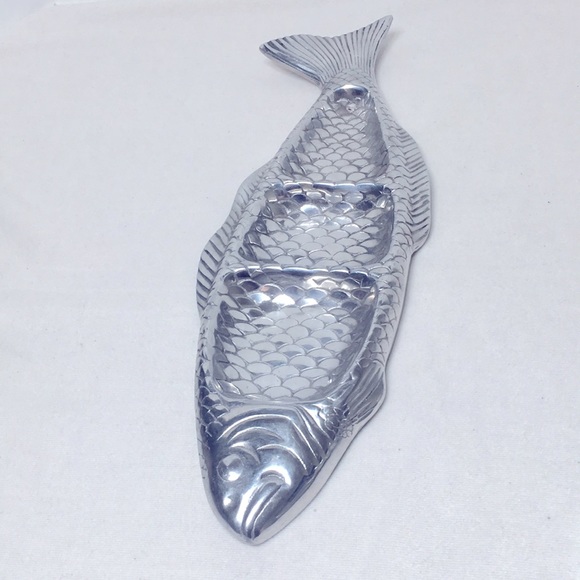 Silver tone salmon food platter - Picture 2 of 12